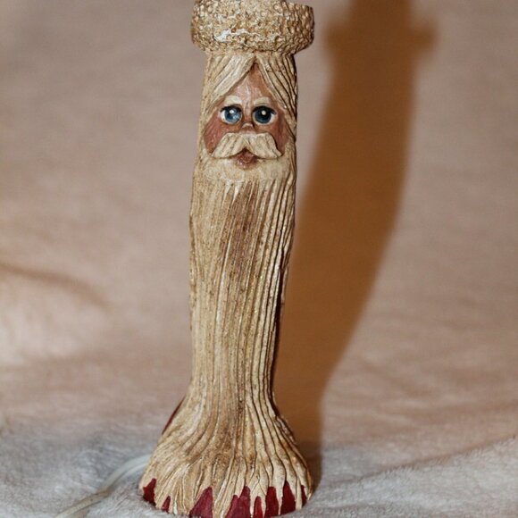 Vintage Christmas Santa lamp rustic wood resin 1992 Made USA Wood World Holiday - Picture 5 of 9
